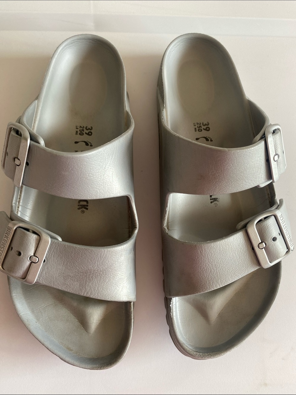 BIRKENSTOCK Silver Double Buckle EVA Slide Sandals - Women